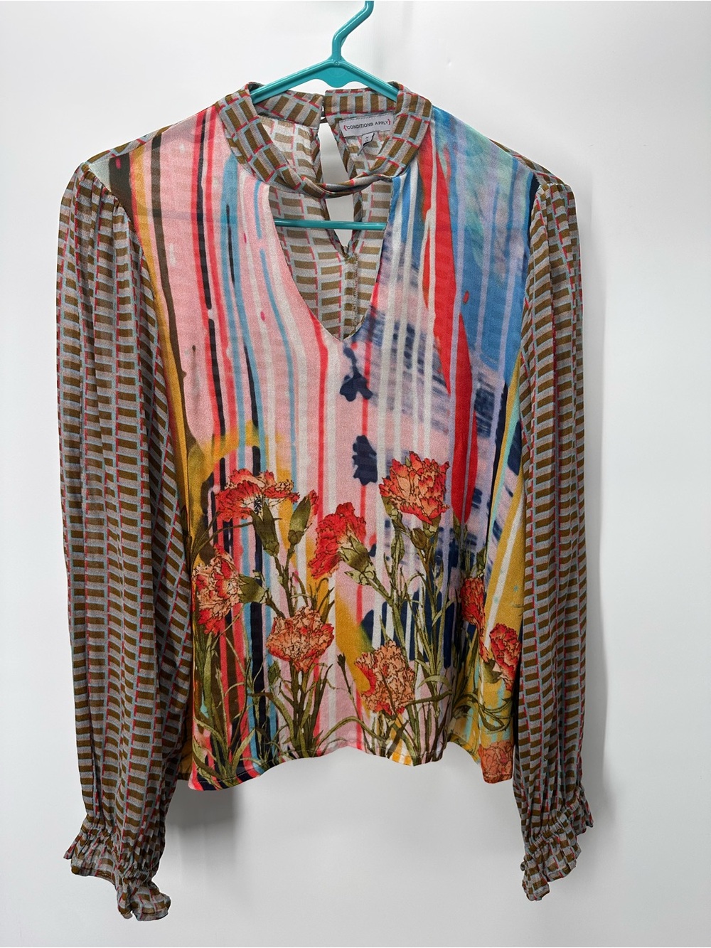 Anthropologie Conditions Apply Mixed Print Peasant Top